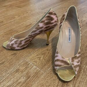 Manolo Blahnik Peep-Toe Pumps In Print Pony Hair Women Multicolor Size 41